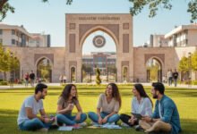 Gaziantep Üniversitesi kampüsünde vakit geçiren üniversite öğrencileri.