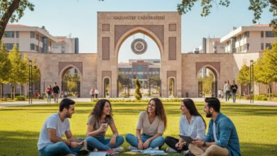 Gaziantep Üniversitesi kampüsünde vakit geçiren üniversite öğrencileri.